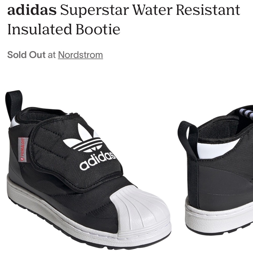 Addidas Superstar Water Resistant Bootie - Boys Size US 2 - Black